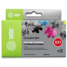 CACTUS Картридж струйный CS-CLI521C/M/Y голубой/пурпурный/желтый набор (25.2мл) для Canon Pixma iP3600/iP4600/iP4700/MP540/MP550/MP560/MP620/MP630/MP640/MP980/MP990/MX860/MX870 с чипом