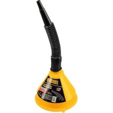 DENZEL Воронка пластиковая 135 мм с металлическим ситом, гибким наконечником и непроливайкой 537210