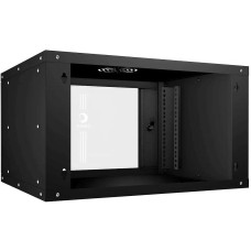 CABEUS Шкаф коммутационный (WSC-05D-6U55/45-BK) настенный 6U 550x450мм пер.дв.стекл 30кг черный 390мм 11кг 220град. 320мм IP20 сталь