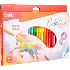 DELI Фломастеры EC10020 ColoRun Вентилируемый 24цв. коробка с европодвесом