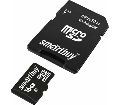 Карта памяти SMARTBUY (SB16GBSDCL10-01LE) MicroSDHC 16GB Class10 LE + адаптер