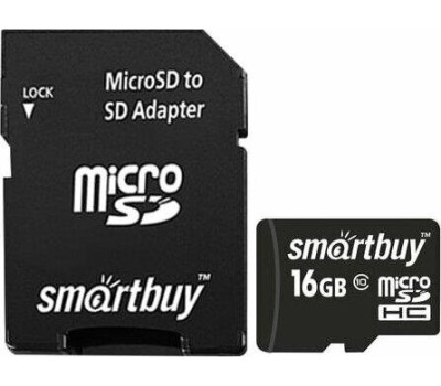 Карта памяти SMARTBUY (SB16GBSDCL10-01LE) MicroSDHC 16GB Class10 LE + адаптер