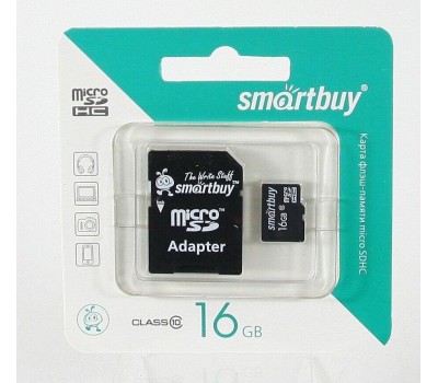 Карта памяти SMARTBUY (SB16GBSDCL10-01LE) MicroSDHC 16GB Class10 LE + адаптер