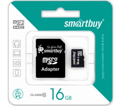 Карта памяти SMARTBUY (SB16GBSDCL10-01LE) MicroSDHC 16GB Class10 LE + адаптер