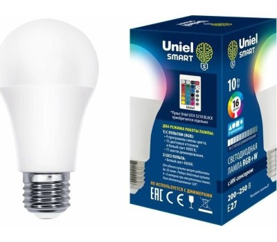 Лампа светодиодная UNIEL (UL-00006530) LED-A60-10W/RGB/E27
