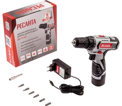 Аккумуляторная дрель-шуруповерт РЕСАНТА ДА-12-2Л