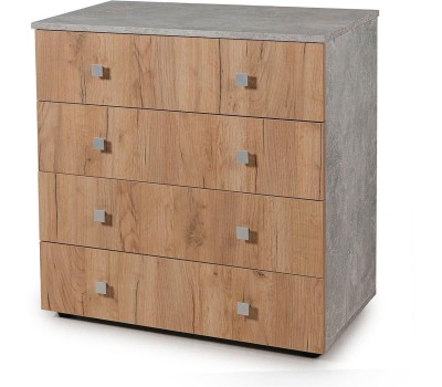 Комод БИТЕЛ ЛОФТ-4 Бетон/Дуб крафт золотой