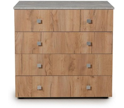 Комод БИТЕЛ ЛОФТ-4 Бетон/Дуб крафт золотой