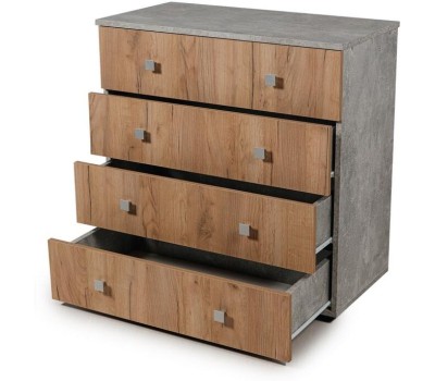 Комод БИТЕЛ ЛОФТ-4 Бетон/Дуб крафт золотой