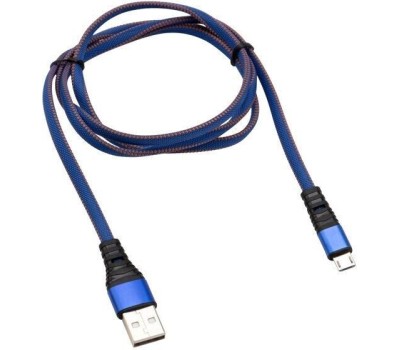 Дата-кабель REXANT (18-1163) Кабель REXANT USB-microUSB 1 м, плоский провод, синяя джинсовая оплетка