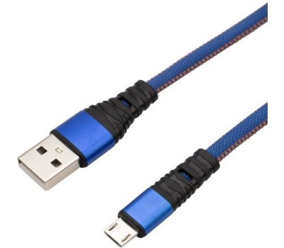 Дата-кабель REXANT (18-1163) Кабель REXANT USB-microUSB 1 м, плоский провод, синяя джинсовая оплетка