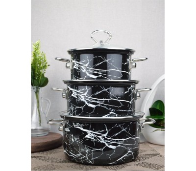 Набор посуды КМЗ Черный мрамор-1-Элит эмал. (3 предмета)