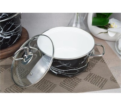 Набор посуды КМЗ Черный мрамор-1-Элит эмал. (3 предмета)