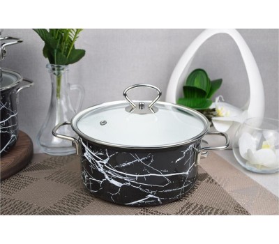 Набор посуды КМЗ Черный мрамор-1-Элит эмал. (3 предмета)