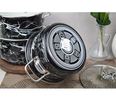 Набор посуды КМЗ Черный мрамор-1-Элит эмал. (3 предмета)