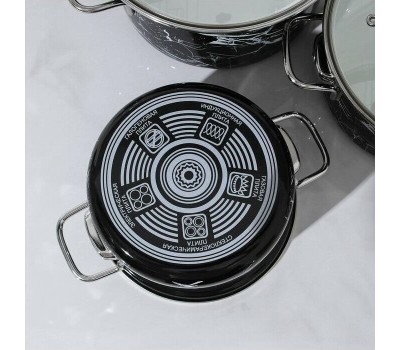 Набор посуды КМЗ Черный мрамор-1-Элит эмал. (3 предмета)