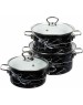 Набор посуды КМЗ Черный мрамор-1-Элит эмал. (3 предмета)