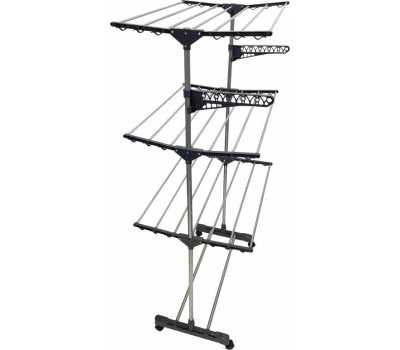 Сушилка UNISTOR WINGS для белья складная, на колёсиках, 3-х ярусная, с дополнительными держателями 211546