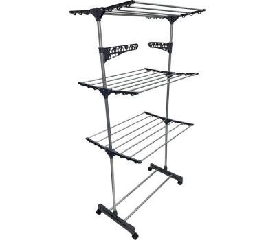 Сушилка UNISTOR WINGS для белья складная, на колёсиках, 3-х ярусная, с дополнительными держателями 211546