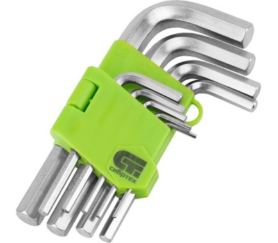 Набор ключей СИБРТЕХ Набор ключей имбусовых HEX, 2-12 мм, 45x, закаленные, 9 шт, короткие, никель 12317