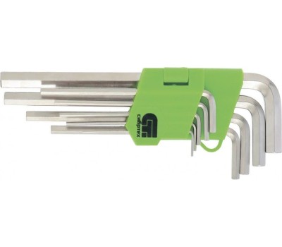 Набор ключей СИБРТЕХ Набор ключей имбусовых HEX, 2-12 мм, 45x, закаленные, 9 шт, короткие, никель 12317