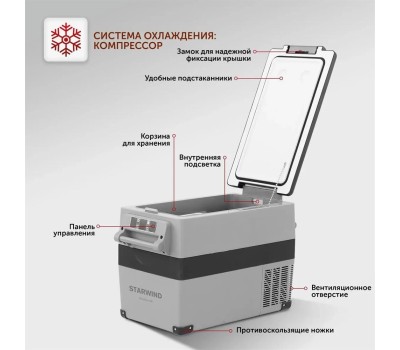 Автохолодильник StarWind Mainfrost M8, 45л, серый