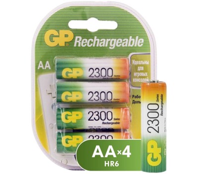 GP AA Аккумуляторная батарейка 230AAHC, 4 шт. 2300мAч