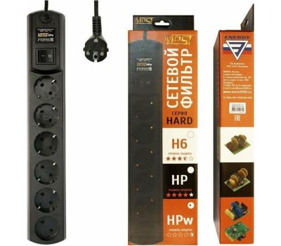 Сетевой фильтр MOST Сетевой фильтр HPw, 2м, черный [ hpw 2м чер]