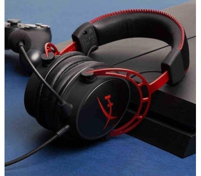 HYPERX Гарнитура игровая Cloud Alpha, для компьютера и игровых консолей, мониторные, проводные, красный / черный [4p5l1ab#uuf]