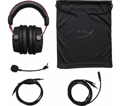 HYPERX Гарнитура игровая Cloud Alpha, для компьютера и игровых консолей, мониторные, проводные, красный / черный [4p5l1ab#uuf]