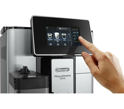 DELONGHI Кофемашина автоматическая Primadonna Soul ECAM610.74.MB, 19Бар, с автоматическим капучинатором, черный/серебристый