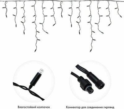 NEON-NIGHT Гирлянда светодиодная Бахрома (Айсикл) 4,8х0,6м 176 LED СИНИЙ черный ПВХ IP65 эффект мерцания 230В нужен блок 303-500
