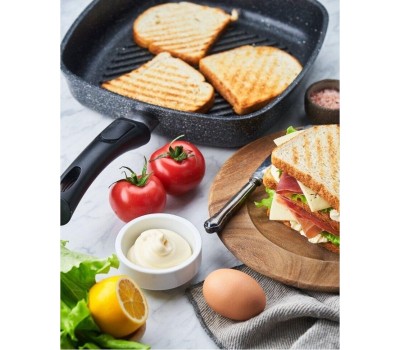 Сковорода НЕВА МЕТАЛЛ ПОСУДА Сковорода-гриль а/пр литая 28х28см съемн/руч Байкал ТМ НМП