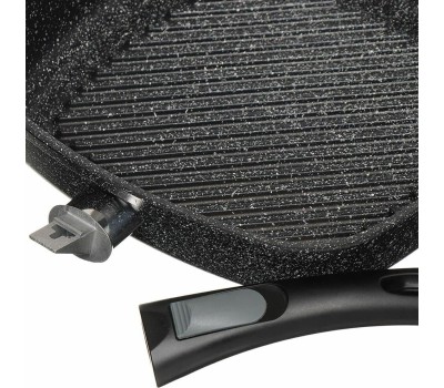 Сковорода НЕВА МЕТАЛЛ ПОСУДА Сковорода-гриль а/пр литая 28х28см съемн/руч Байкал ТМ НМП