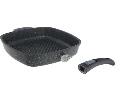 Сковорода НЕВА МЕТАЛЛ ПОСУДА Сковорода-гриль а/пр литая 28х28см съемн/руч Байкал ТМ НМП