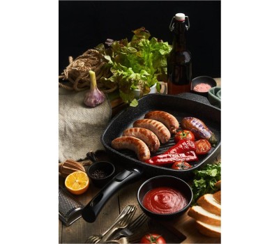 Сковорода НЕВА МЕТАЛЛ ПОСУДА Сковорода-гриль а/пр литая 28х28см съемн/руч Байкал ТМ НМП