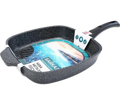 Сковорода НЕВА МЕТАЛЛ ПОСУДА Сковорода-гриль а/пр литая 28х28см съемн/руч Байкал ТМ НМП