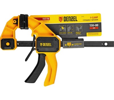 Струбцина DENZEL Струбцина F-образная, быстрозажимная, 150 х 80 мм, усиленный нейлоновый корпус 20505