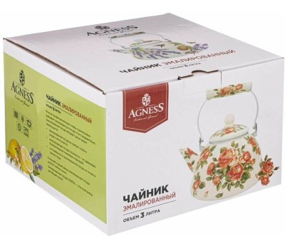Чайник AGNESS ЧАЙНИК ЭМАЛИРОВАННЫЙ, 3,0 Л, СЕРИЯ 