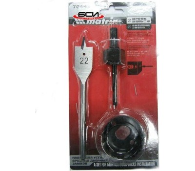 Набор сверл MATRIX Набор для установки врезных замков, 22 мм х 48 мм, перовое сверло, кольцевая пила 70493