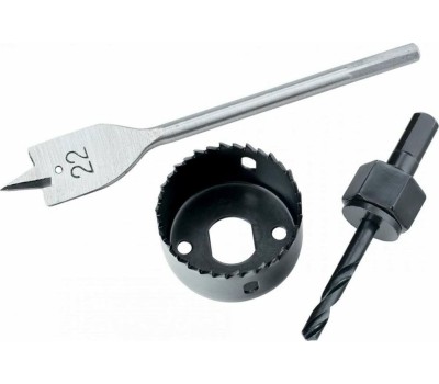 Набор сверл MATRIX Набор для установки врезных замков, 22 мм х 48 мм, перовое сверло, кольцевая пила 70493