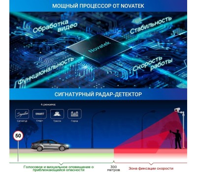 Радар-детектор со встроенным видеорегистратором TRENDVISION Видеорегистратор с радар-детектором Hybrid Signature Real 4K Max, черный