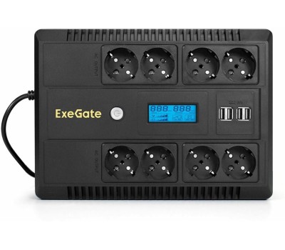 ИБП EXEGATE ИБП Neo Smart LHB-850.LCD.AVR.8SH.CH.RJ.USB, 850ВA [ex295014rus]