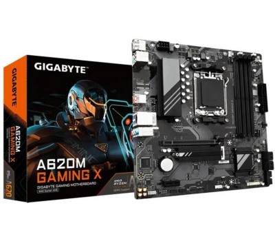 Материнская плата GIGABYTE Материнская плата A620M GAMING X, Socket AM5, AMD A620, 4xDDR5-5200, HDMI+DP, 1xPCI-Ex16, 1xPCI-Ex1, 4xSATA3(RAID 0/1/10), 1xM.2, 8 Ch Audio, GLan, (2+2)xUSB2.0, (3+2)xUSB3.2, (1+1)xUSB3.2 Type-C™, 1xPS/2, mATX, RTL
