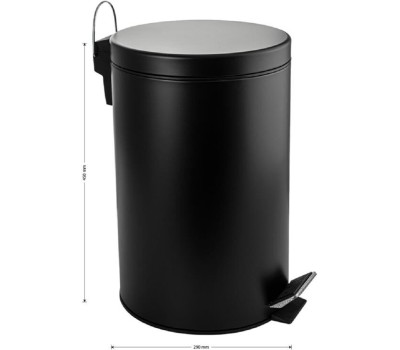 САНАКС - Ведро из нержавеющей стали, с педалью, круглое, 20 литров, крышка микролифт, цвет ЧЁРНЫЙ. 2420