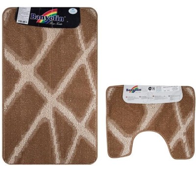 САНАКС - Коврик в ванную - КРОСС-ЛООП, двойной, КОРИЧНЕВЫЙ, клетка, 500х800, 500х400 мм,100% полиэстер 00855