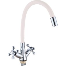 Смеситель GOTA ROCIO G095531-GOTA Barcelona Смеситель д/кухни с 2-мя рукоятками с высоким силиконовым изливом, креп. гайка белый