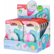 DELI Ластик EH02901 U-touch круглый 45x10мм ассорти с держателем блистер