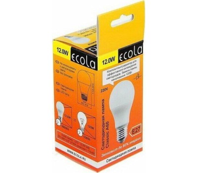Светодиодная лампа ECOLA (D7RW12ELC) 12W/A60/220-240V/E27/2700K