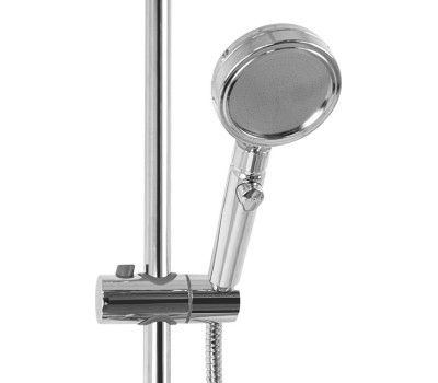 Душевая система МАК 3059 Стойка душевая тропический душ хром, большая лейка с четырьмя форсунками +ручная шарнирная лейка с кнопокой и с изменением угла излива